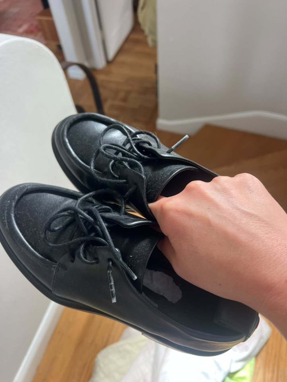 Aeyde Black Leather Lace-Up Derby Shoes EU 36 / US 6